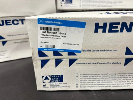 Agilent Captiva Disposable Syringe, 10 mL, Polypropylene, 100/pk, PN 9301-6474 (New)