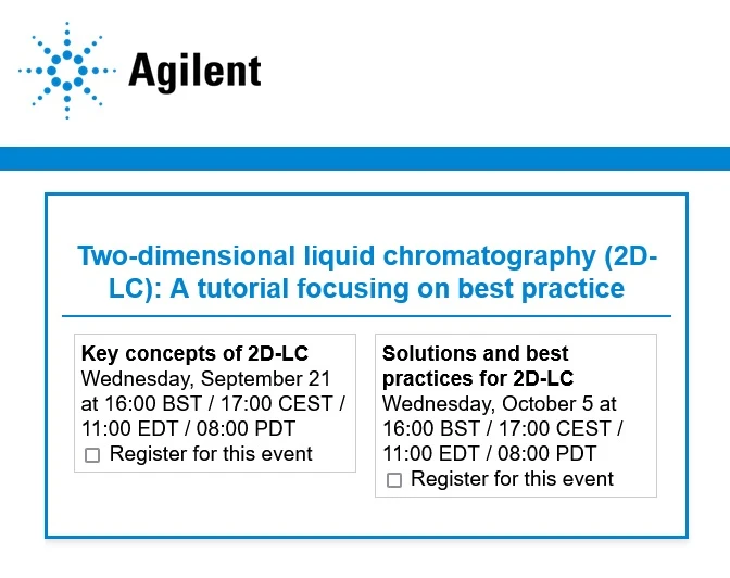Agilent Technologies: Two-dimensional liquid chromatography (2D-LC): A tutorial focusing on best practice