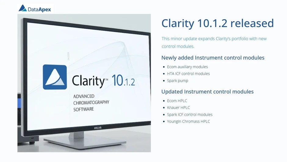 <p>DataApex: DataApex Clarity Chromatography software 10.1.2 just released!</p>