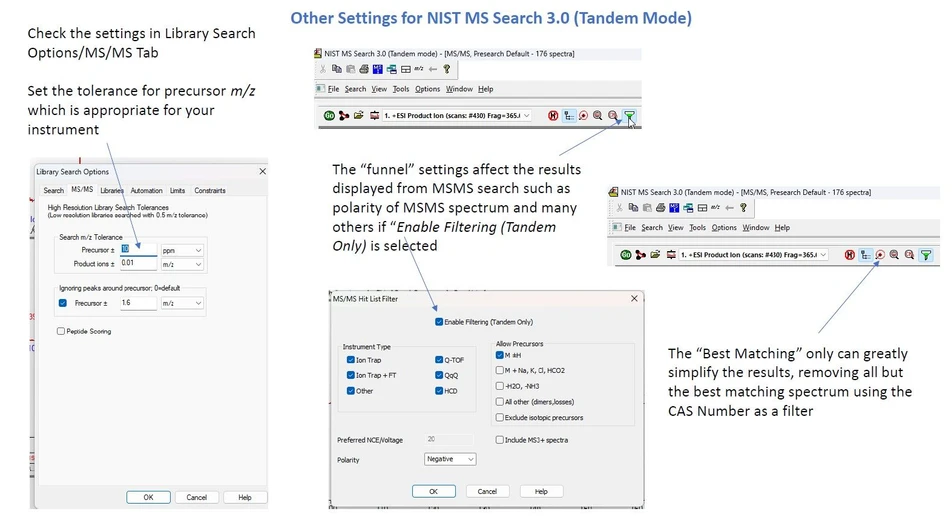James Little: Other Settings for NIST MS Search 3.0 (Tandem Mode)