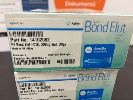 Agilent Bond Elut C18 cartridge, 500 mg, 6 mL, 120 μm, 30/pk, 14102052 (New)