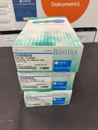 Agilent Bond Elut C18 cartridge, 500 mg, 6 mL, 120 μm, 30/pk, 14102052 (New)