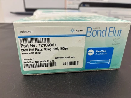 Agilent Bond Elut Plexa SPE Cartridge, 30 mg, 1 mL, 100/pk, 12109301 (New)