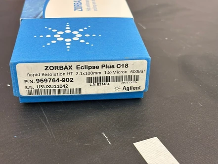 Agilent ZORBAX Eclipse Plus C18, Rapid Resolution HT, 2.1 × 100 mm, 1.8 µm, 600 bar, 959764-902 (Tested)