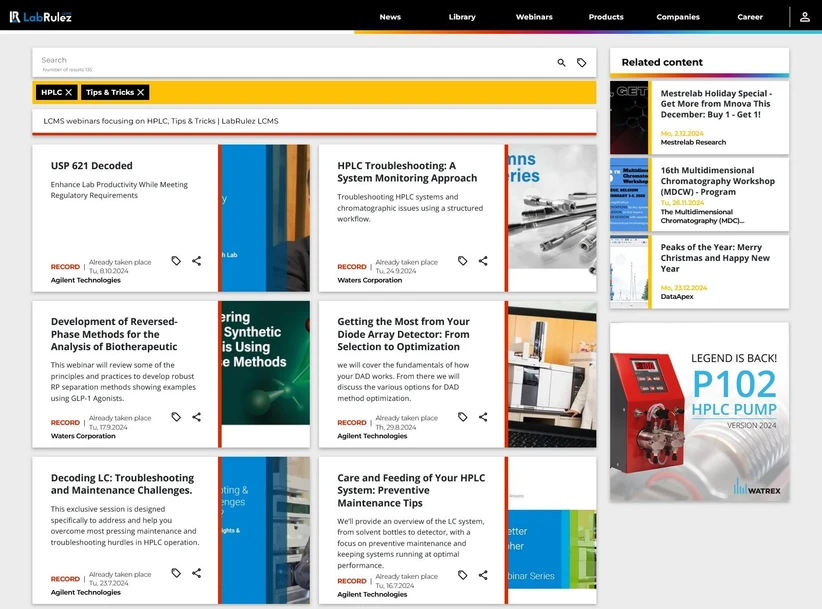 <p>LabRulez: HPLC Tips & Tricks webinars selection in 2024</p>