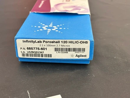 Agilent InfinityLab Poroshell 120 HILIC-OH5, 2.1 × 100 mm, 2.7 µm, 685775-601 (Tested)