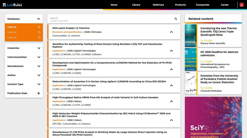 <p><strong>LabRulez:</strong> News from LabRulezLCMS Library - Week 10, 2026</p>