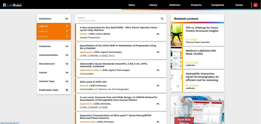 <p><strong>LabRulez:</strong> News from LabRulezLCMS Library - Week 14, 2025</p>