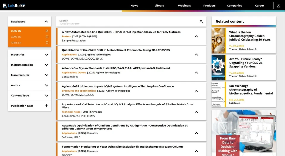 <p><strong>LabRulez:</strong> News from LabRulezLCMS Library - Week 17, 2025</p>