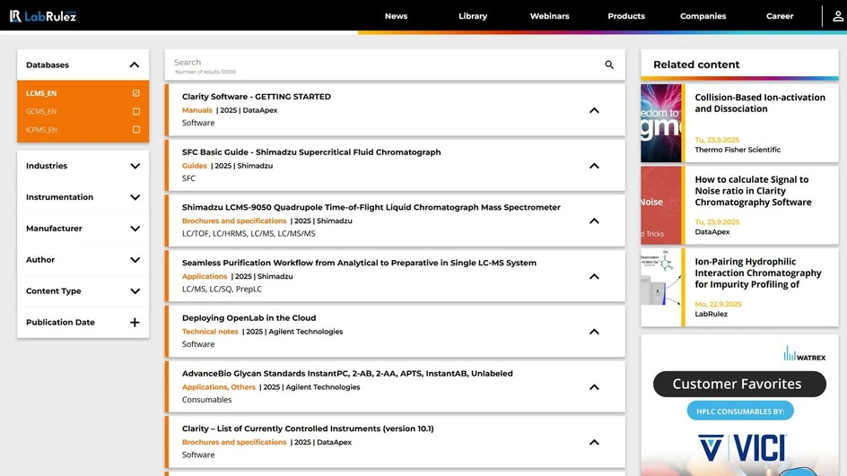 <p><strong>LabRulez:</strong> News from LabRulezLCMS Library - Week 39, 2025</p>