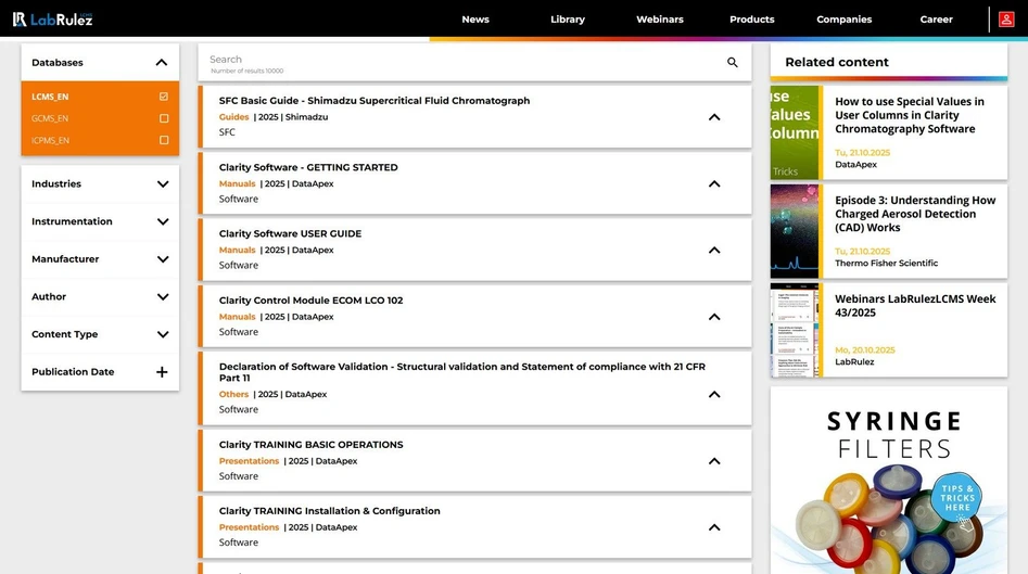 <p><strong>LabRulez:</strong> News from LabRulezLCMS Library - Week 43, 2025</p>