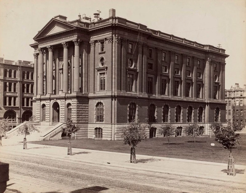 MIT: MIT’s first building was in Boston, before the move to Cambridge in 1916.