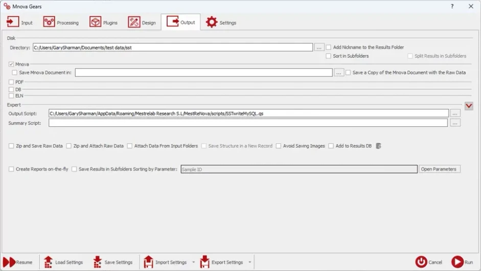 Mestrelab Research: Output script