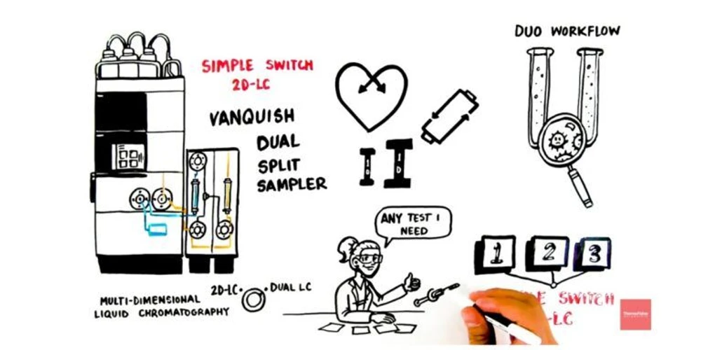 Thermo Fisher Scientific: Monitoring mAb Manufacturing the Easy Way with Switchable 2D‑LC-UV-MS: Figure 6. Illustration showing how switchable 2D-LC works.