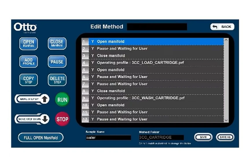 Waters Otto SPEcialist: Method set-up on an Otto SPEcialist System incorporating opening and closing of the manifold, pausing the method, and running a pressure profile.