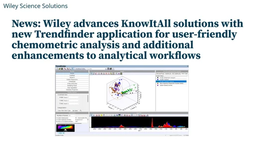 Wiley advances KnowItAll solutions with new Trendfinder application for user-friendly chemometric analysis and additional enhancements to analytical workflows